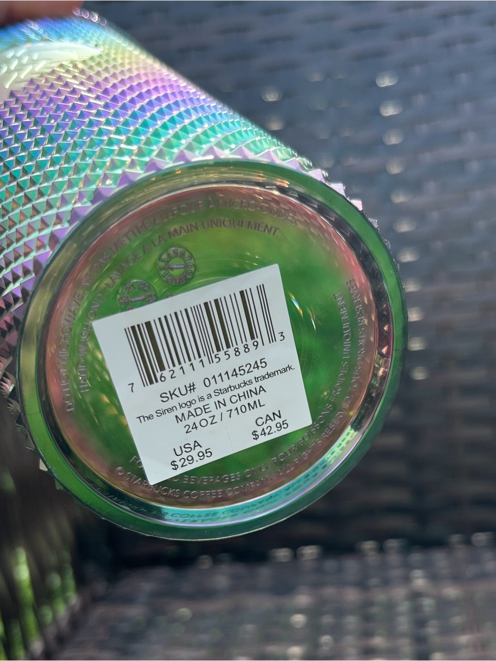 Starbucks Iridescent Studded 24oz Tumbler - Cup Green/Purple/Blue Holographic - Picture 3 of 6